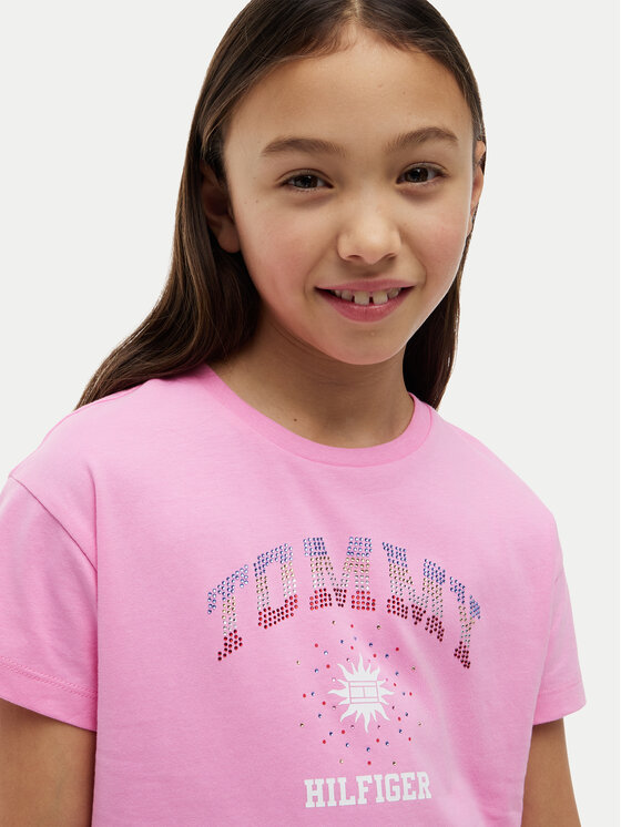 Tommy Hilfiger Tommy Hilfiger T-shirt Sun Rhinestone KG0KG09458 Ružičasta Regular Fit