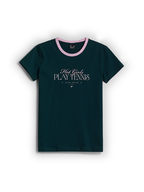 4F 4F T-Shirt COURT SOCIETY Zielony ciemny Regular Fit