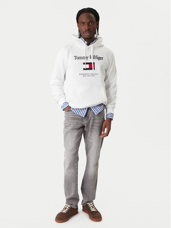 Tommy Hilfiger Tommy Hilfiger Bluză Embro Flag MW0MW42735 Alb Regular Fit