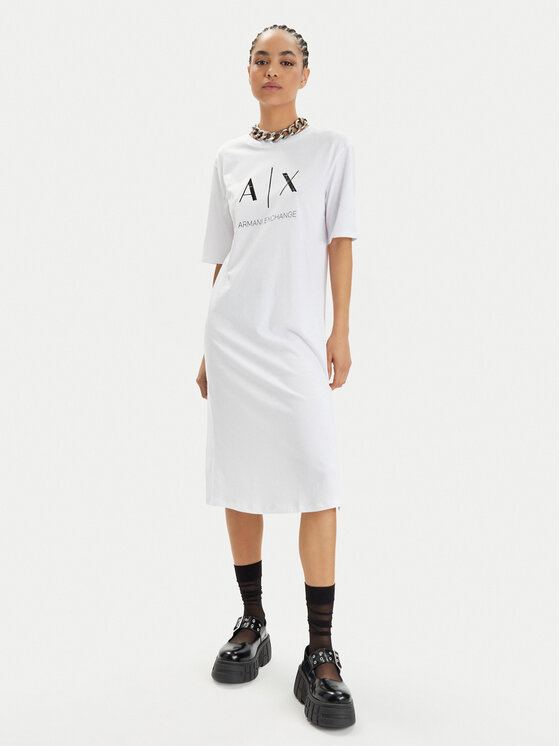 Armani Exchange Armani Exchange Každodenní šaty 3DYA79 YJ3RZ 1000 Bílá Relaxed Fit