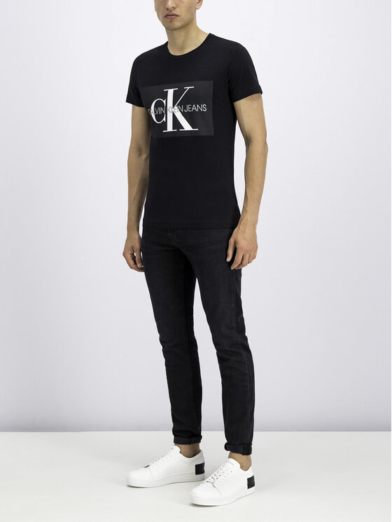 Calvin Klein Jeans T shirt Core Monogram Box Logo J30J307842 Nero Regular Fit Modivo