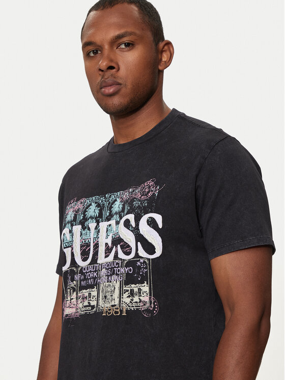 Guess Guess T-Shirt M4YI79 K9RM1 Μαύρο Regular Fit