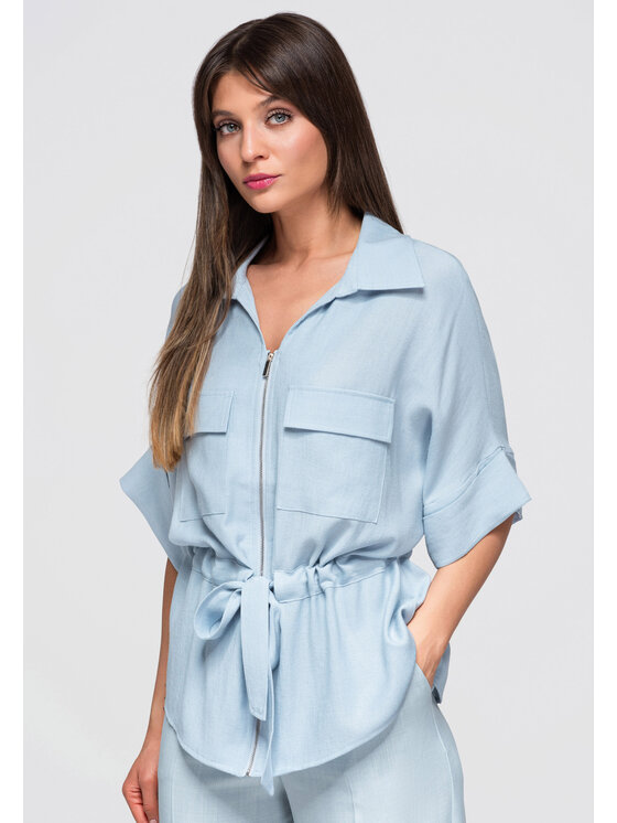 Ombre Ombre Bluzka OW-TS-E0050 Niebieski Loose Fit