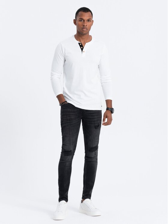 Ombre Ombre S dlouhým rukávem OM-LSCL-0107 Bílá Fitting Fit