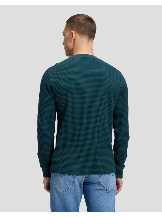 Lee Lee Sweter LS WAFFLE TEE Zielony Regular Fit