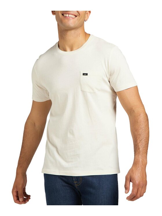 Lee Lee T-Shirt L63JFQNQ Beżowy Slim Fit