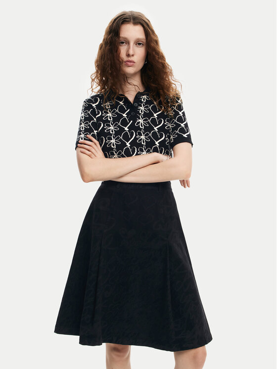 Desigual Desigual Trapezförmiger Rock Lettering Lacroix 24WWFW07 Schwarz Regular Fit