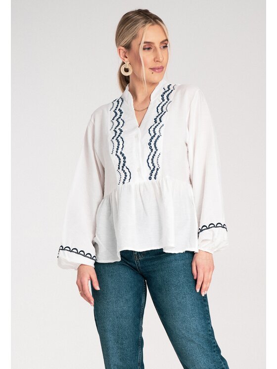 FIGL FIGL Blúzka M1192 Biela Flared Fit
