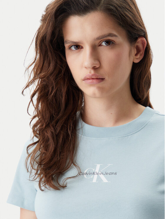 Calvin Klein Jeans Calvin Klein Jeans T-shirt Baby Tee J20J223113 Plava Slim Fit