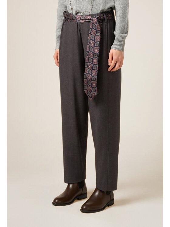 Oltre Oltre Pantaloni di tessuto P03DR009351N013 Grigio Baggy Fit