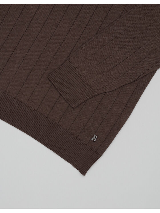 Borgio Borgio Sweter govone Brązowy Slim Fit