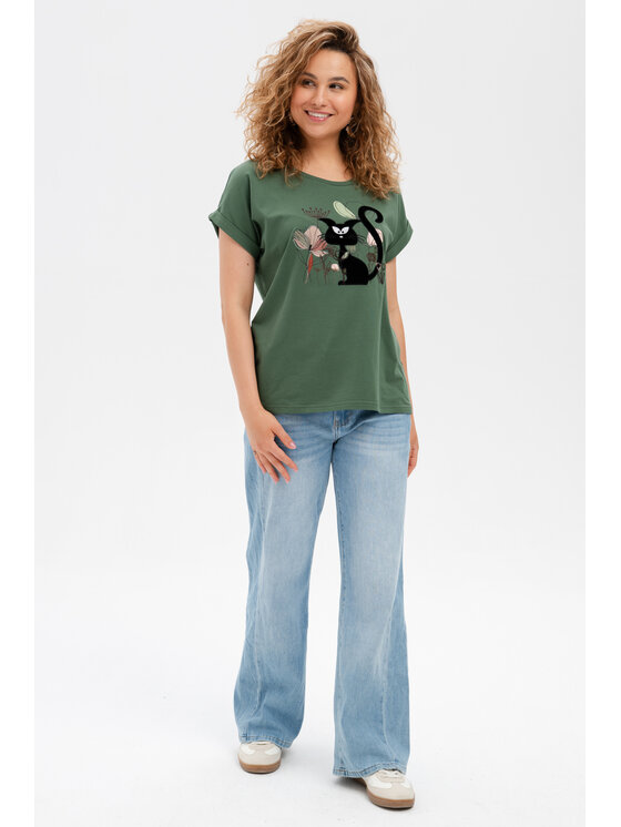 blue shadow blue shadow Bluzka Karbon Khaki Regular Fit