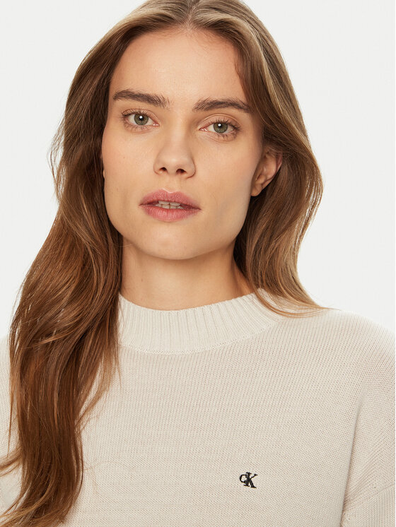 Calvin Klein Jeans Calvin Klein Jeans Sveter Monogram J20J224802 Écru Regular Fit