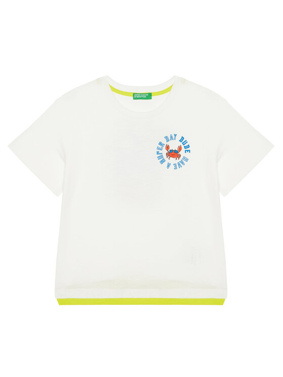 United Colors Of Benetton T-Shirt 3SLUG10JF Écru Regular Fit