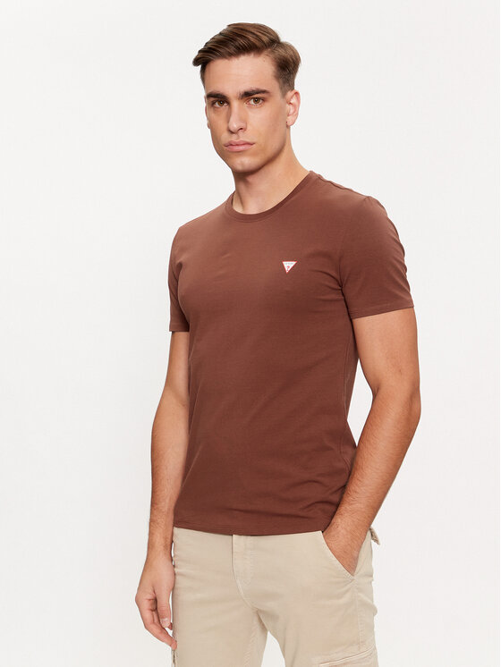 Guess Guess Тишърт M2YI24 J1314 Кафяв Slim Fit