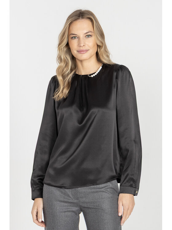 Deni Cler Milano Deni Cler Milano Bluzka T-DC-1424-E5-80-90-1 Czarny Regular Fit