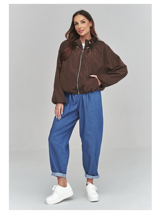Makadamia Makadamia Kurtka przejściowa C58 Brązowy Loose Fit