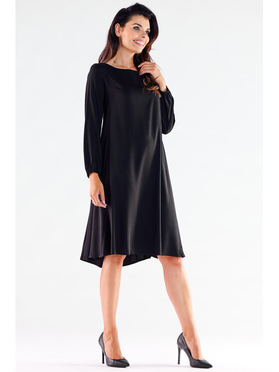 Awama Awama Letné šaty A524 Čierna Basic Fit