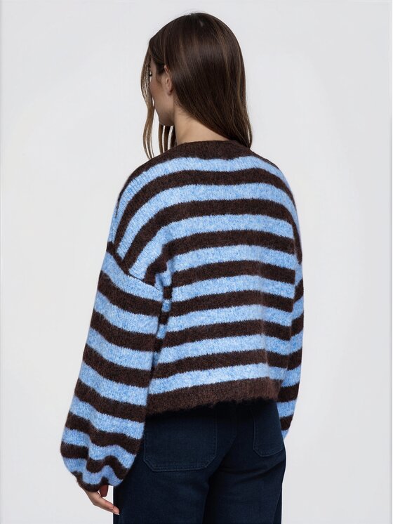 Ombre Ombre Sweter OW-SW-E0051 Brązowy Relaxed Fit