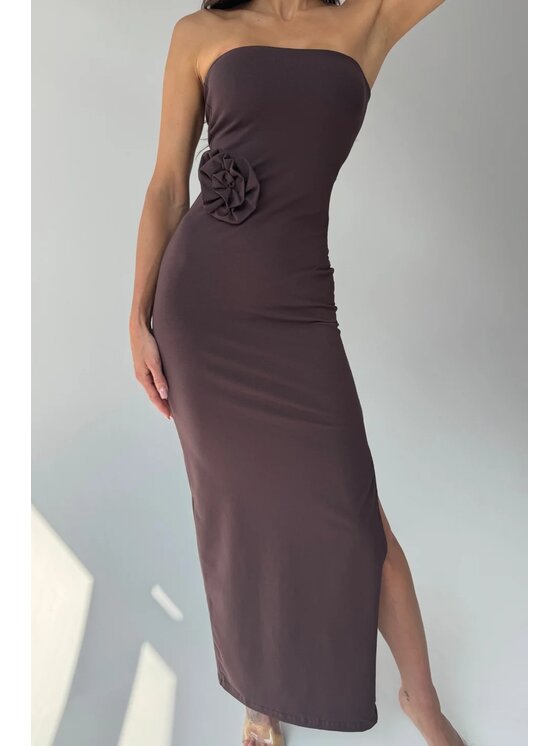 Chiara Wear Chiara Wear Sukienka letnia Sukienka maxi ROSE Brązowy Slim Fit