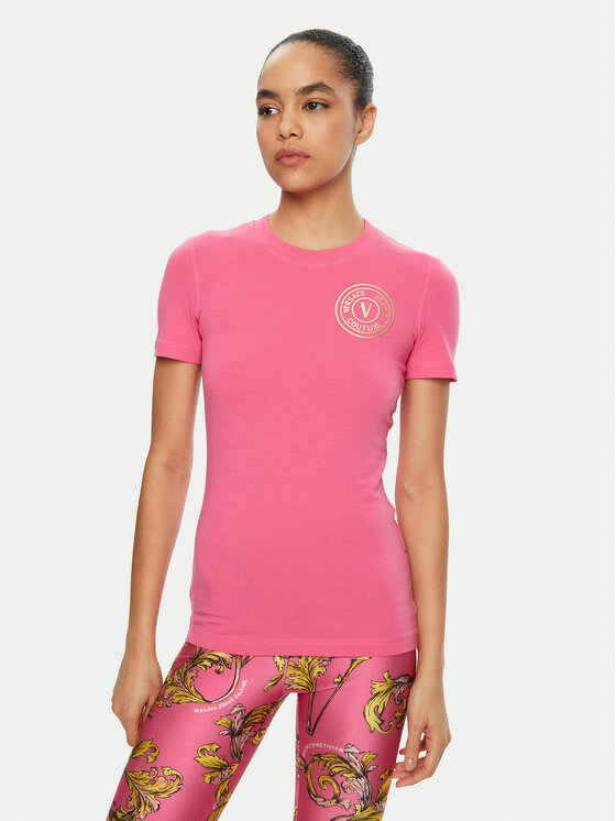 Versace Jeans Couture Tričko 78HAHT00 Ružová Regular Fit
