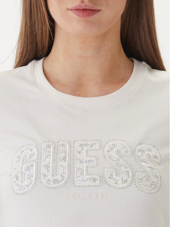 Guess Guess T-shirt W5GI04 J1314 Bianco Slim Fit