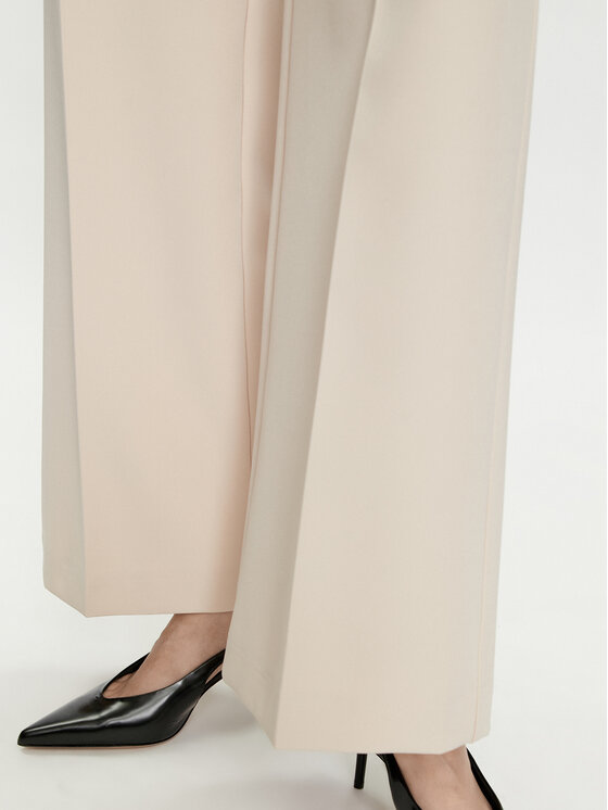 Maryley Maryley Hlače iz tkanine 24EB680/43GE Bež Wide Leg
