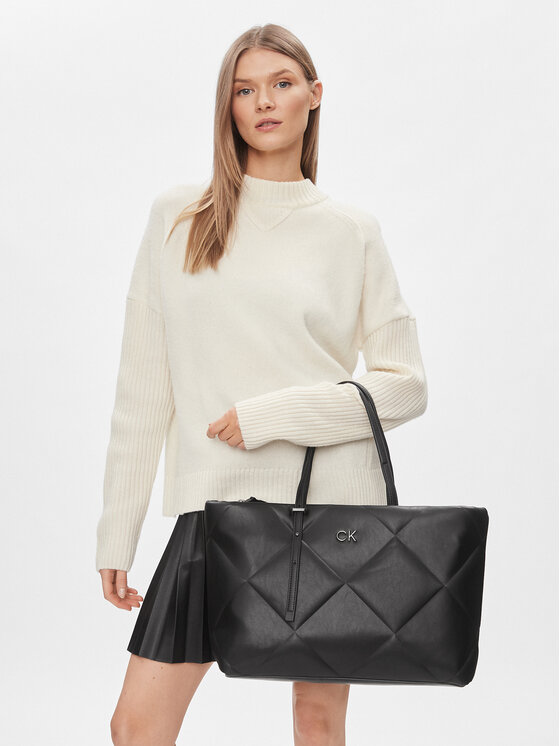 Calvin Klein Calvin Klein Torbica Re-Lock Quilt Tote Lg K60K611339 Crna