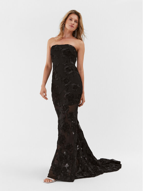 ROTATE ROTATE Вечірня сукня 3D Mesh Maxi Tube 111547100 Чорний Fitted Fit