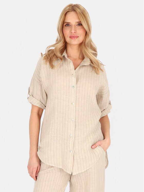 Perso Perso Bluzka CHLE255445F Beżowy Regular Fit