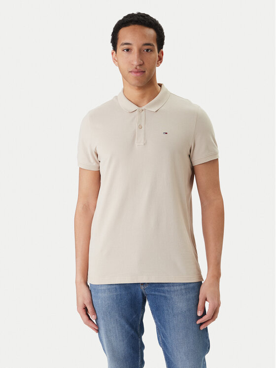 Tommy Jeans Tricou polo DM0DM20676 Bej Slim Fit