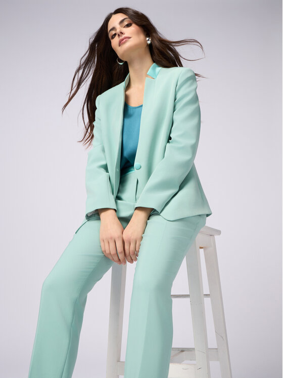 Oltre Oltre Pantaloni di tessuto P055R008538N015 Turchese Regular Fit