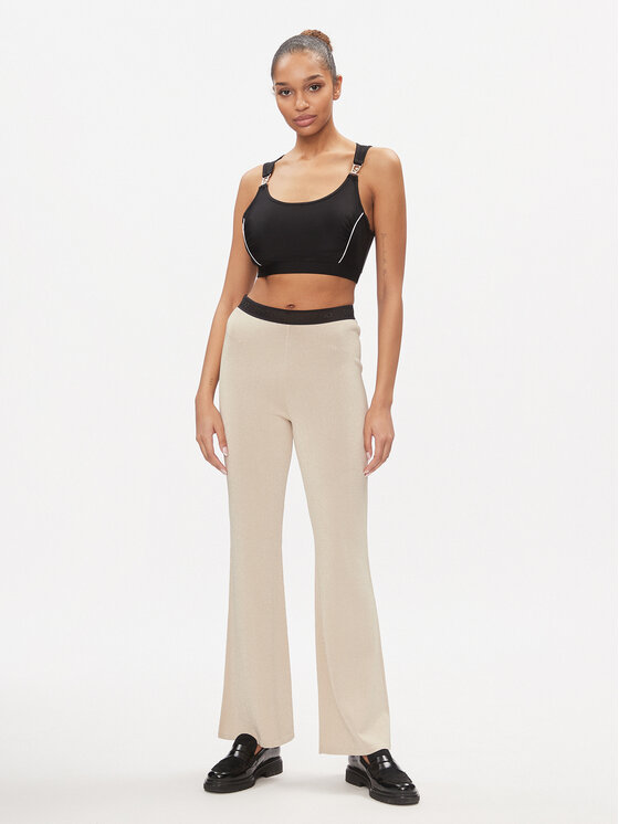 Liu Jo Sport Liu Jo Sport Riidest püksid TA4011 MS014 Beež Bootcut Fit