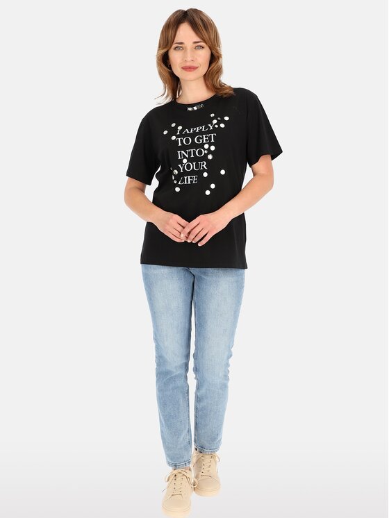 Perso Perso T-Shirt TCE245023F Černá Regular Fit