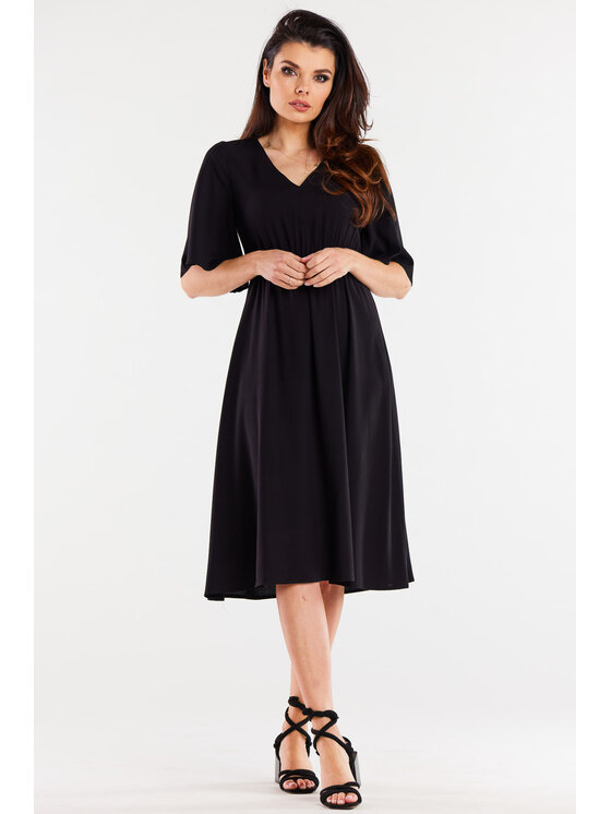 Awama Awama Sukienka letnia A518 Czarny Basic Fit