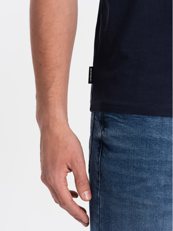 Ombre Ombre T-Shirt OM-TSBS-0145 Granatowy Classic Fit