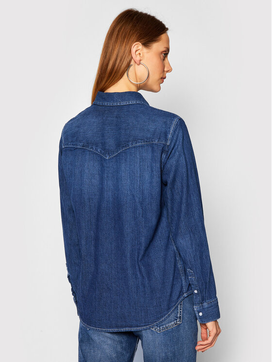 Levi s camicia di jeans Essential Western 16786 0007 Blu scuro Regular Fit Modivo