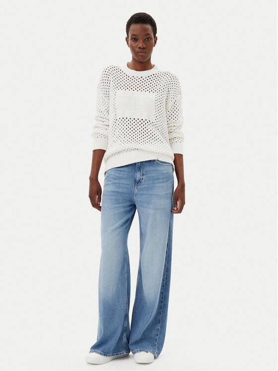 Tommy Jeans Tommy Jeans Sveter DW0DW20262 Écru Relaxed Fit