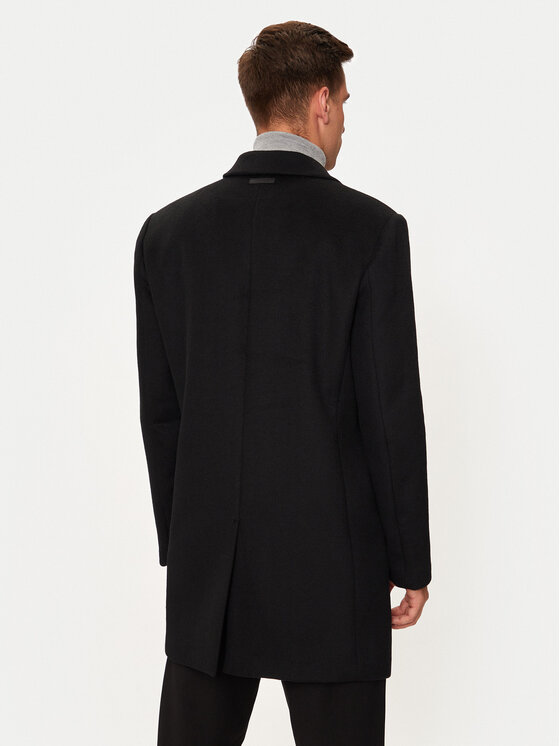 Calvin Klein Calvin Klein Płaszcz wełniany K10K113664 Czarny Regular Fit