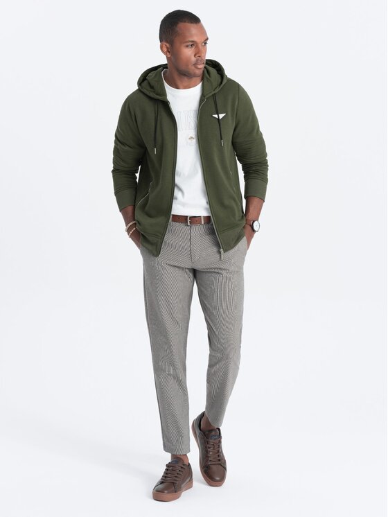 Ombre Ombre Mikina OM-SSZP-22SS-010 Zelená Regular Fit