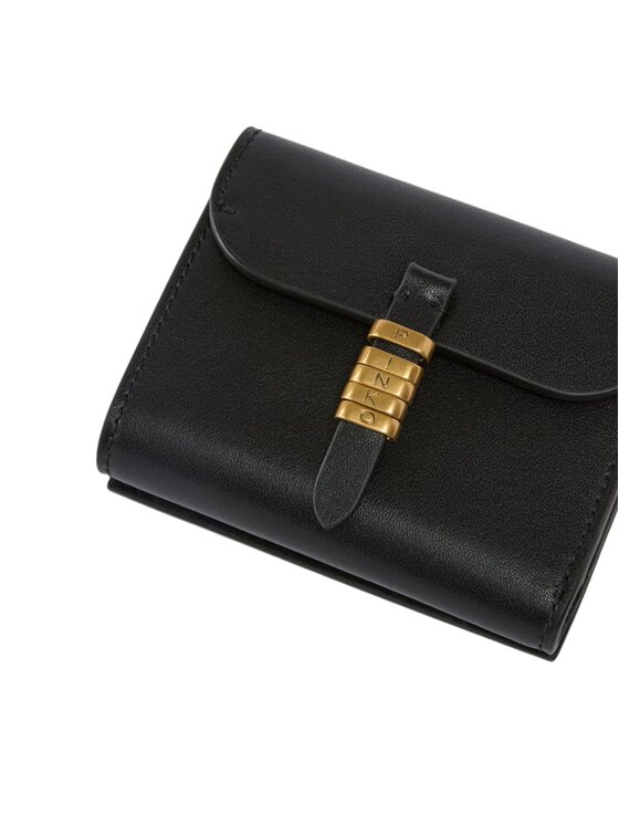 PINKO PINKO Πορτοφόλι SADDLE WALLET VITELLO MORBIDO Μαύρο