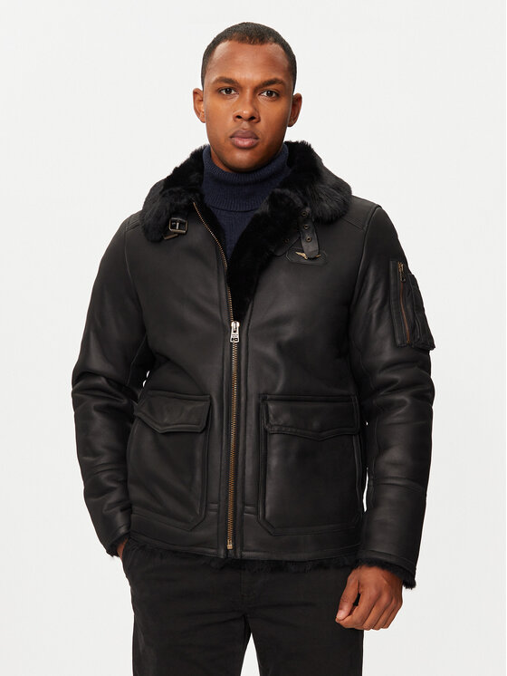 Aeronautica Militare Aeronautica Militare Fellmantel 242PN1621763 Schwarz Regular Fit