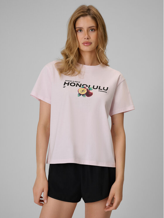 4F 4F T-Shirt T-SHIRT GALLERY Różowy jasny Loose Fit