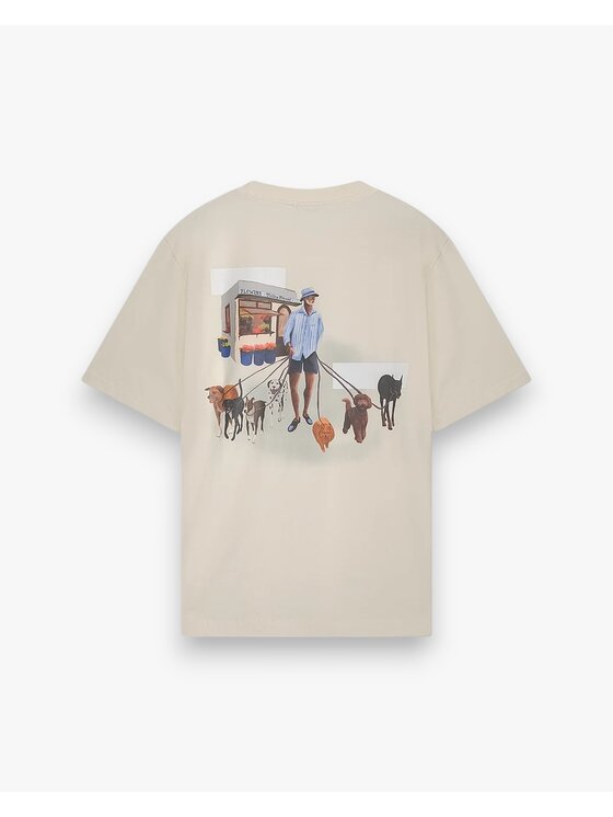 Filling Pieces Filling Pieces Sneakersy Filling Pieces T-shirt Dog Walker Antique White L Biały Boxy Fit
