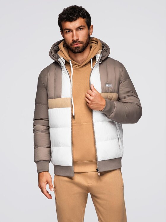 Ombre Ombre Kurtka przejściowa OM-JALP-0296 Brązowy Regular Fit
