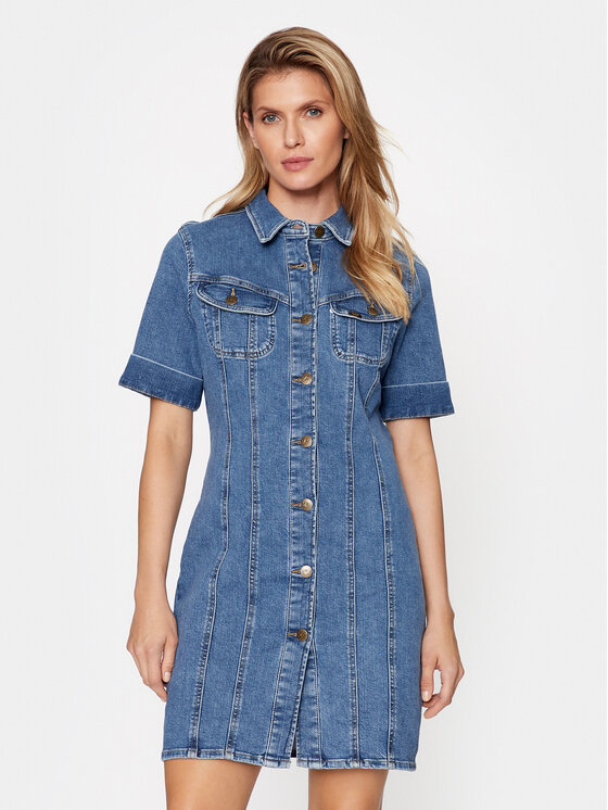 Lee Lee Džínové šaty 112341613 Modrá Slim Fit