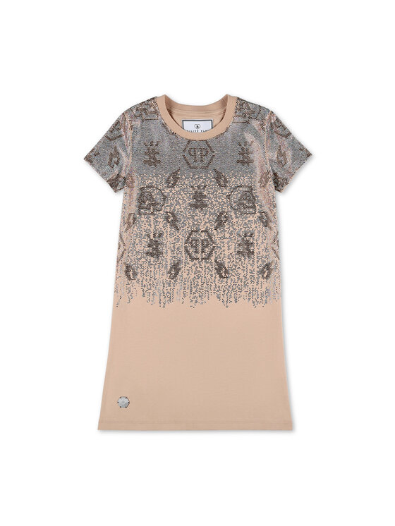 PHILIPP PLEIN PHILIPP PLEIN Sukienka codzienna 30279 Beżowy Comfortable Fit