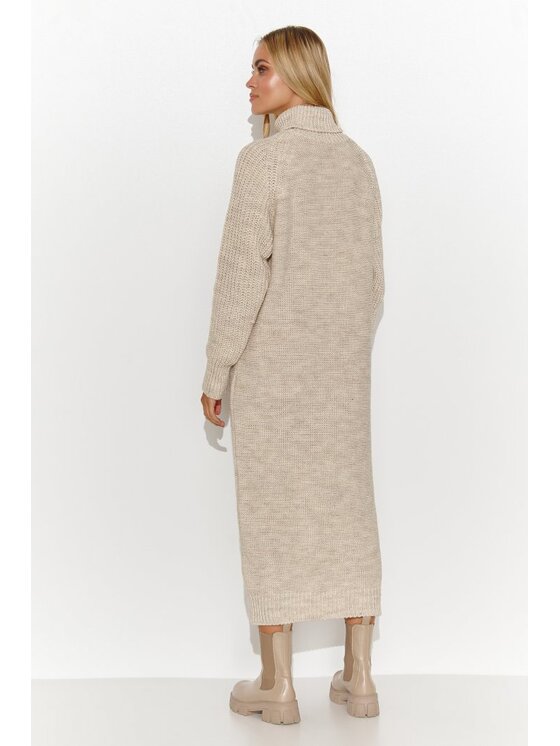 Makadamia Makadamia Sukienka dzianinowa S137 Beżowy Regular Fit