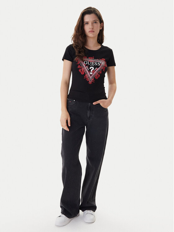 Guess Guess Tricou W6RI23 J1314 Negru Regular Fit