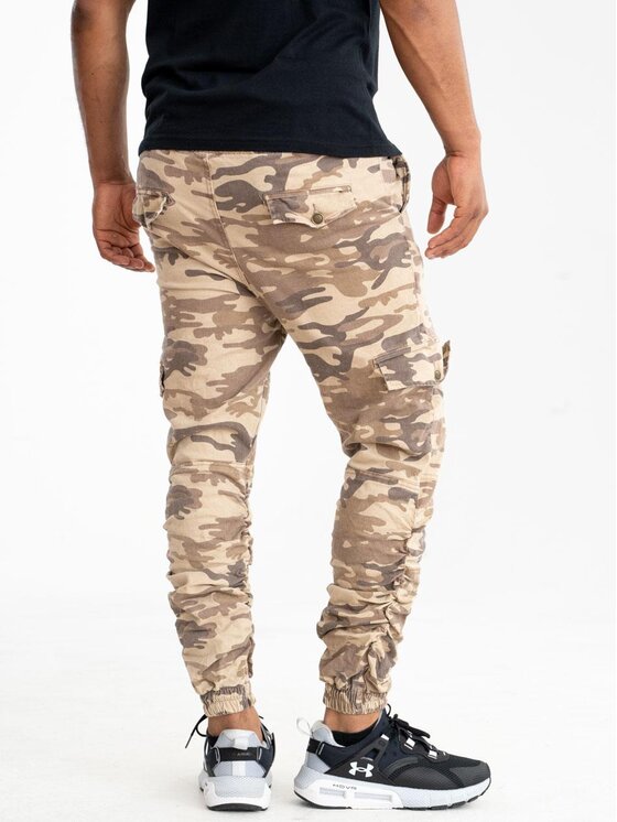 Catch Catch Spodnie materiałowe Spodnie Materiałowe Jogger Męskie Sand Camo Catch Screw 28 Beżowy Cargo Fit